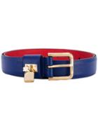 Dolce & Gabbana - Padlock Buckle Belt - Women - Calf Leather - 75, Blue, Calf Leather