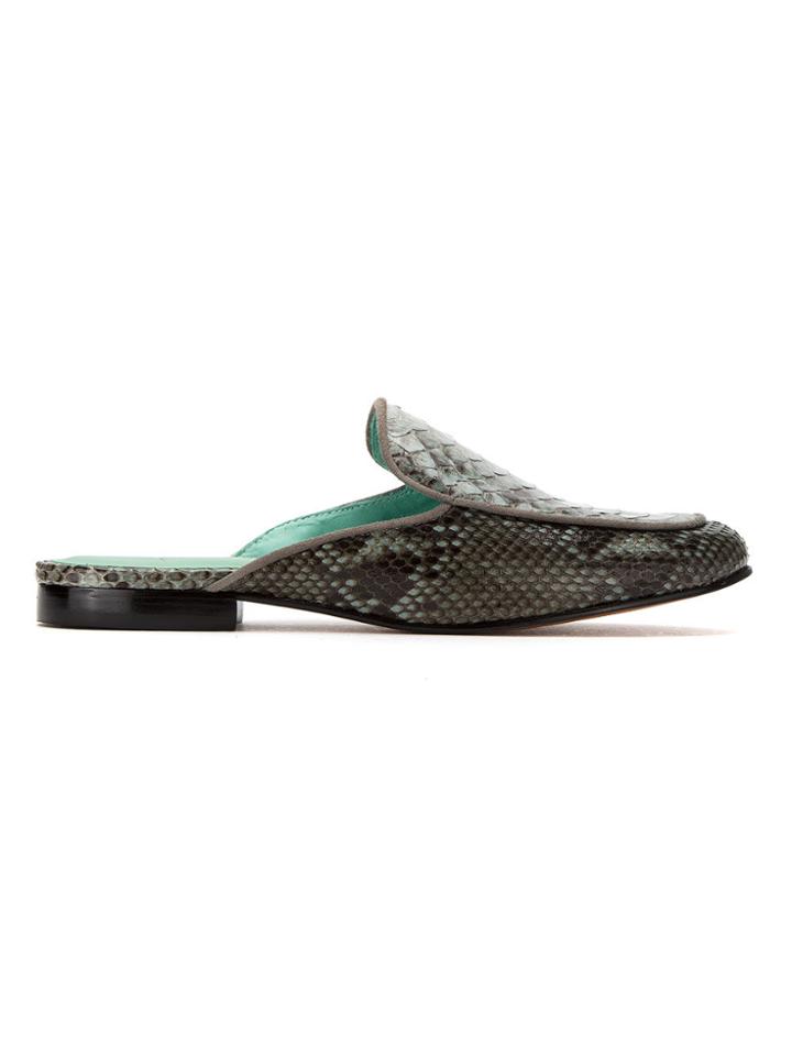 Blue Bird Shoes Python Skin Exotico Mules - Grey
