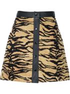Adam Lippes Tiger Jacquard A-line Mini Skirt, Women's, Size: 6, Nude/neutrals, Silk/cotton/acrylic