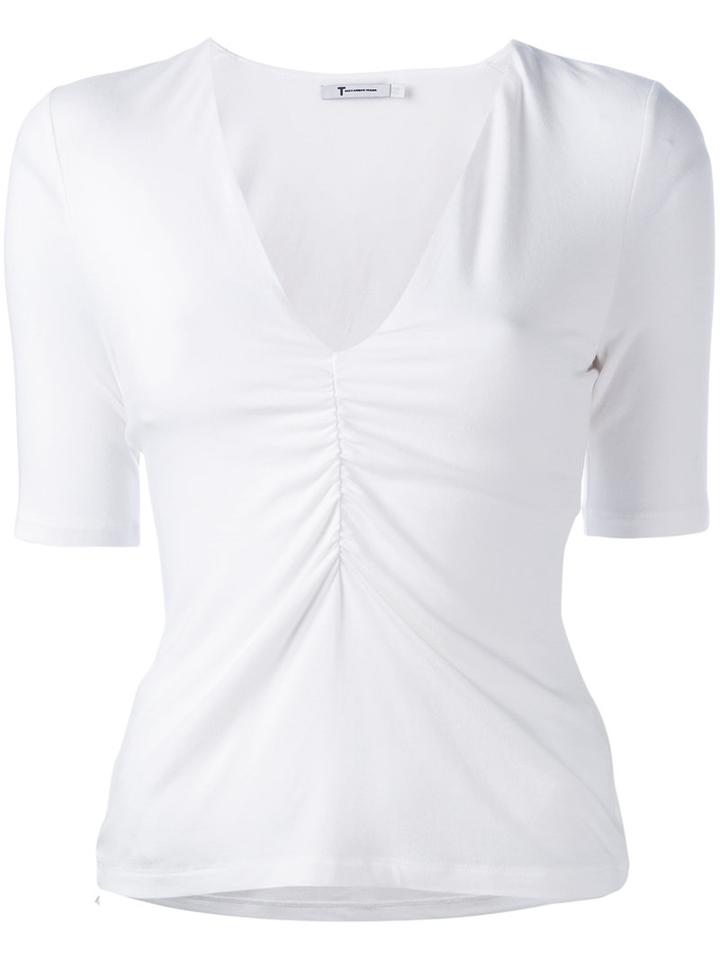 T By Alexander Wang Ruched Front T-shirt, Women's, Size: Medium, White, Spandex/elastane/modal