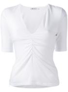 T By Alexander Wang Ruched Front T-shirt, Women's, Size: Medium, White, Spandex/elastane/modal