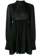 Paco Rabanne - Longsleeve Open Back Dress - Women - Silk/polyamide/polyethylene/acetate - 38, Black, Silk/polyamide/polyethylene/acetate