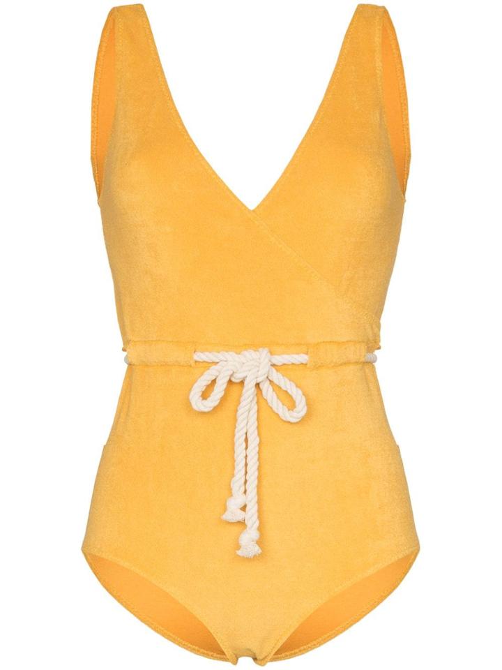 Lisa Marie Fernandez Yasmin Belted Swimsuit - Yellow