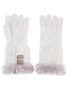 N.peal Fur Trim Gloves, Women's, Grey, Rabbit Fur/cashmere