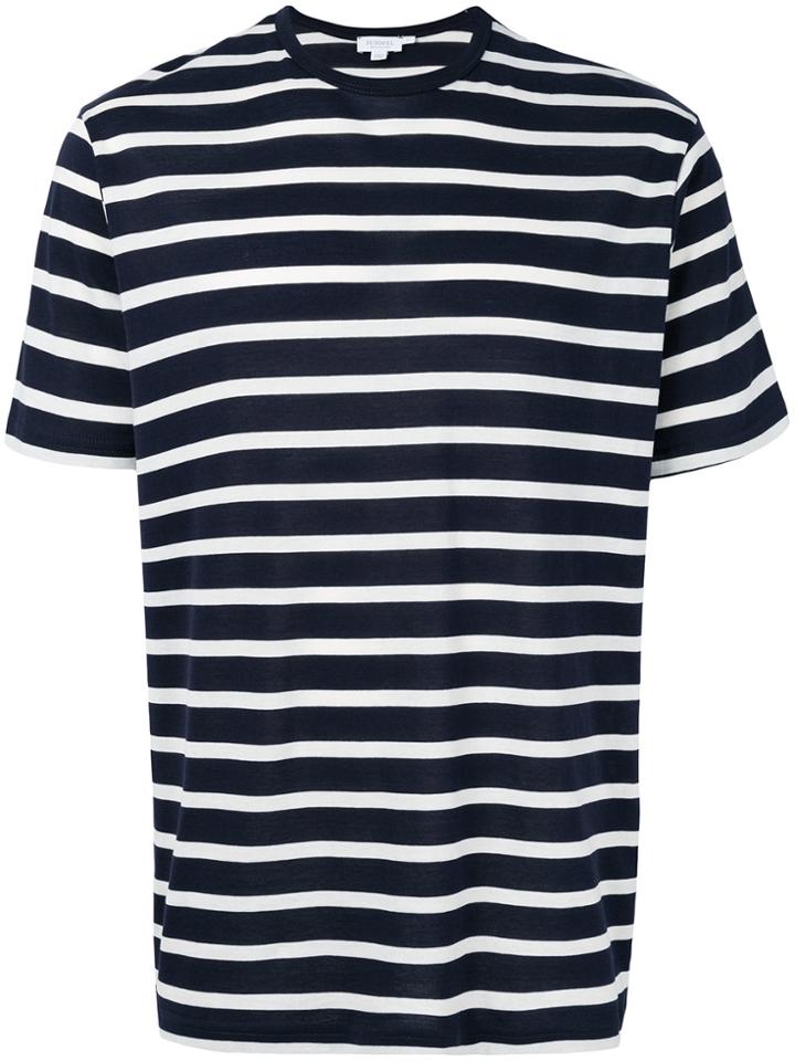 Sunspel Striped Crew Neck T-shirt - Blue