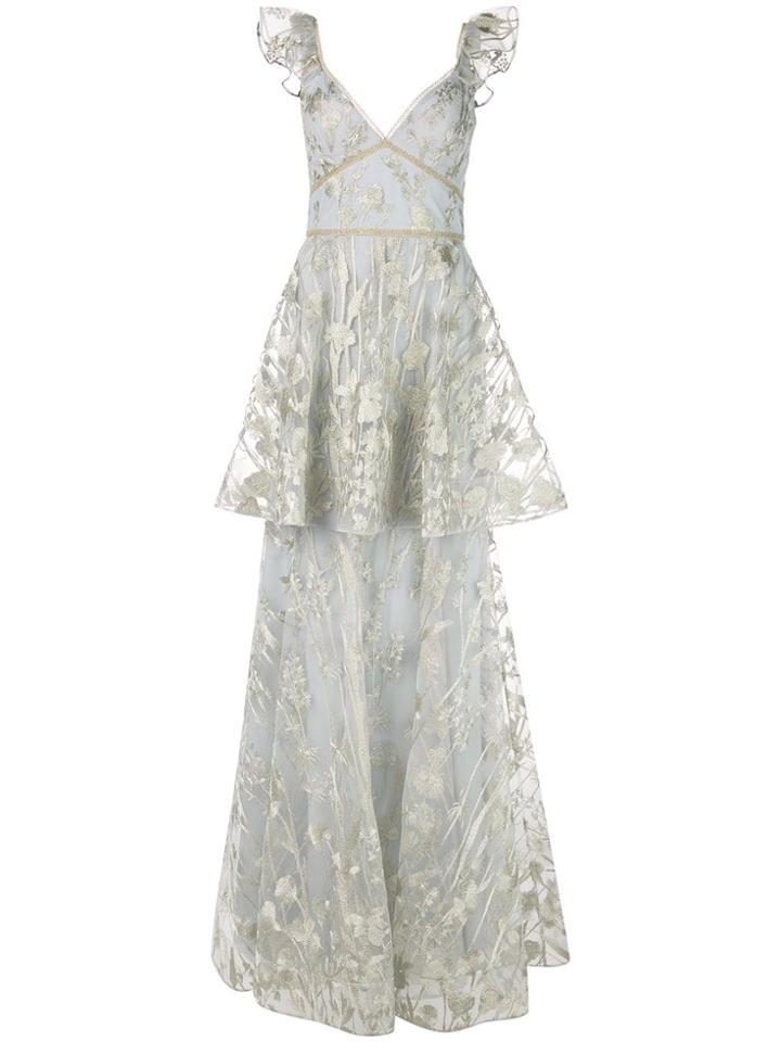 Marchesa Notte Floral Sleeveless Dress - Neutrals