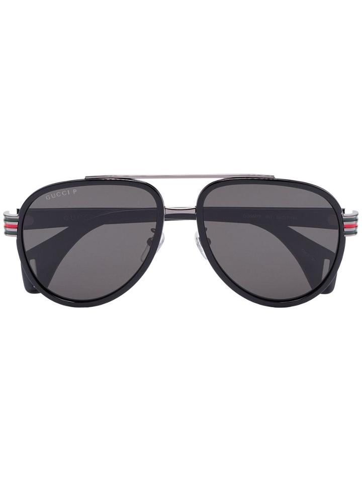 Gucci Eyewear Black Tinted Lens Aviator Sunglasses