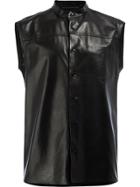 Saint Laurent Sleeveless Leather Shirt - Black