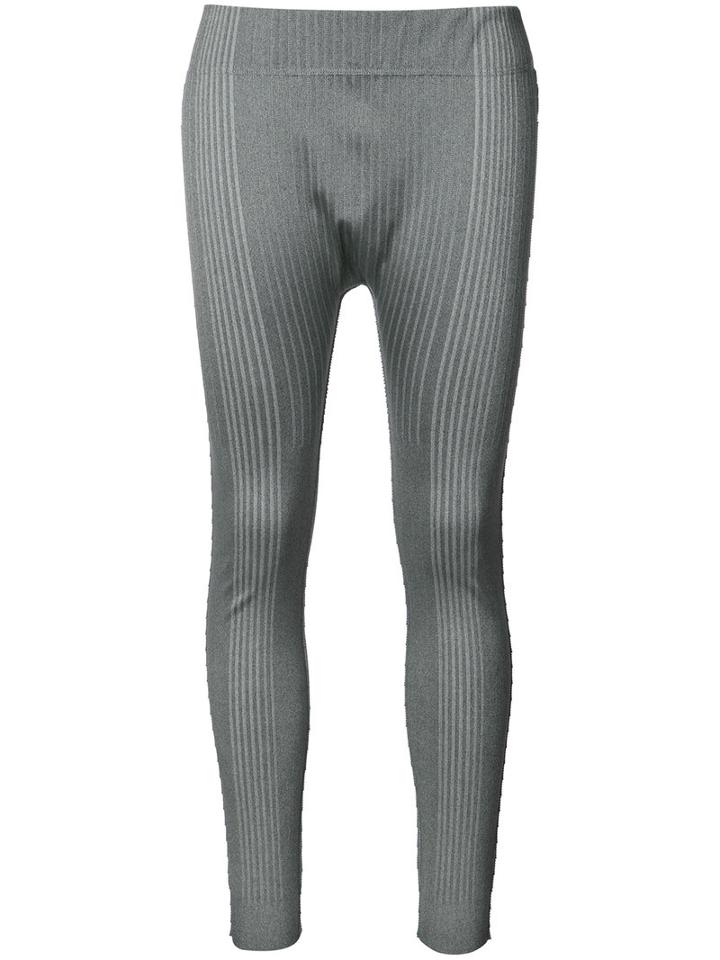 Pleats Please By Issey Miyake Ribbed Sports Leggings, Women's, Size: 3, Grey, Nylon/polyester/polyurethane
