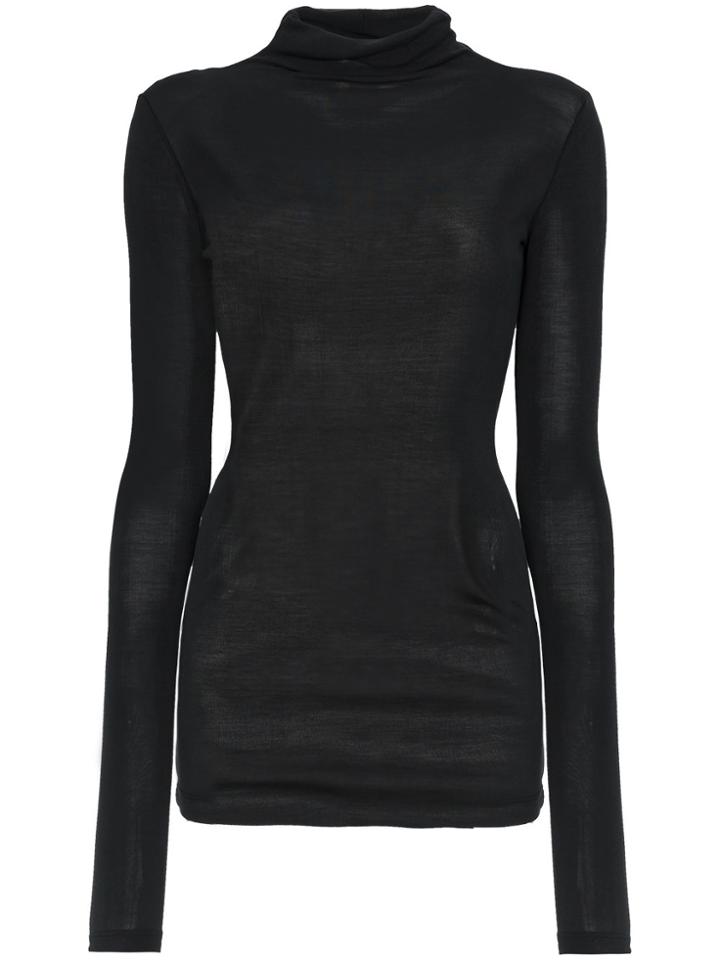Unravel Project Black Silk Roll Neck Sweater