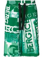 Iceberg Logo Print Track Shorts - Green