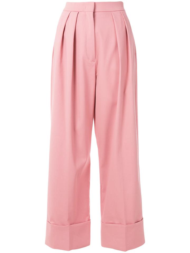 Sara Battaglia Wide Leg High Waist Trousers - Pink & Purple