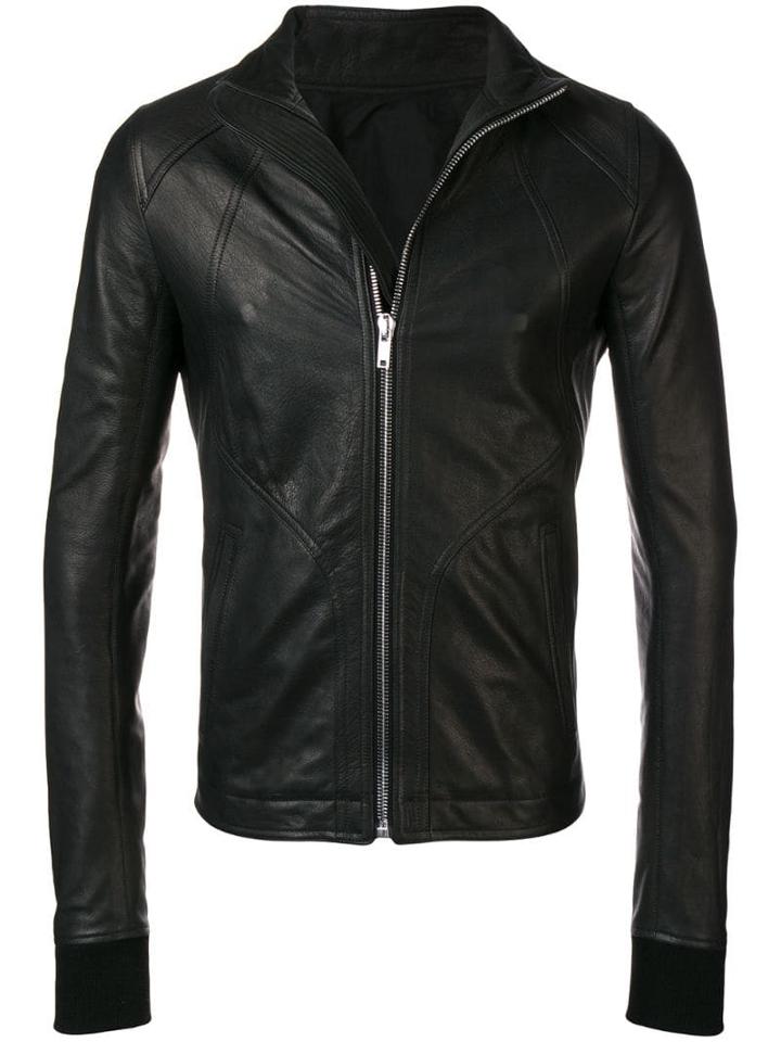 Rick Owens Stand-up Collar Biker Jacket - Black