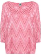 M Missoni Zigzag Print Knitted Top - Pink