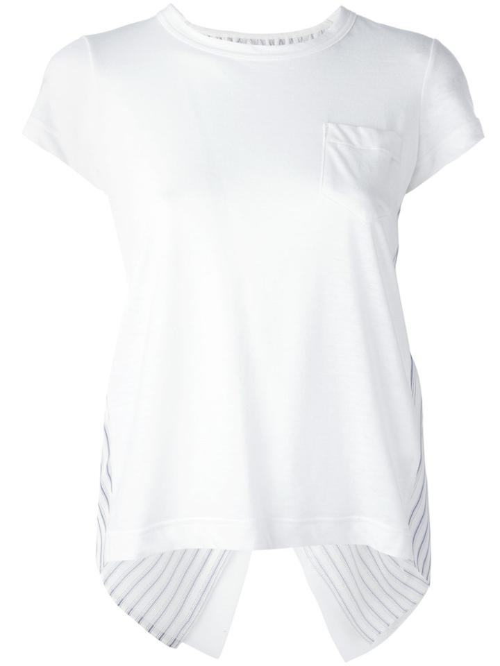 Sacai Open Back Stripe Panel T-shirt - White