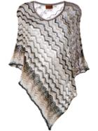 Missoni Zigzag Knitted Poncho, Women's, Nude/neutrals, Polyester/viscose