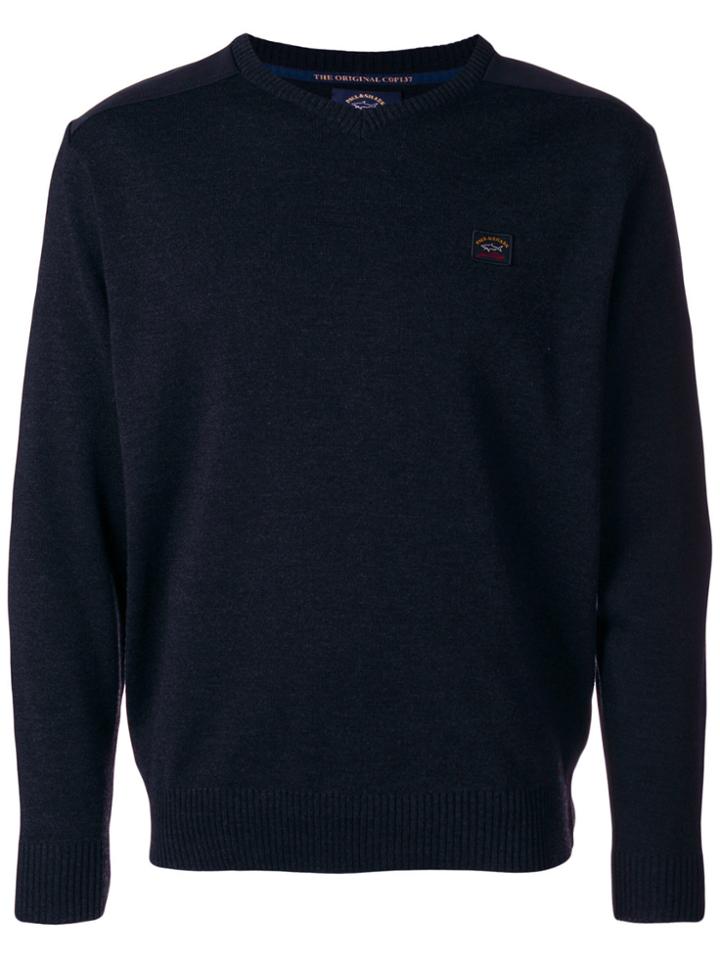 Paul & Shark V Neck Jumper - Blue