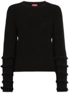 Staud Marr Fringed Knit Sweater - Black