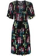 Kenzo Floral Print Pleated Dress - Black