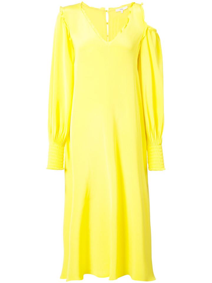 Tibi - Edwardian Open Shoulder Dress - Women - Silk - 6, Yellow/orange, Silk