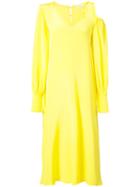 Tibi - Edwardian Open Shoulder Dress - Women - Silk - 6, Yellow/orange, Silk