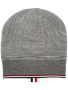 Thom Browne Contrast Trim Beanie, Men's, Grey, Wool