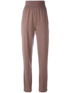 Lanvin - High-rise Elasticated Waist Trousers - Women - Wool/yak - S, Brown, Wool/yak