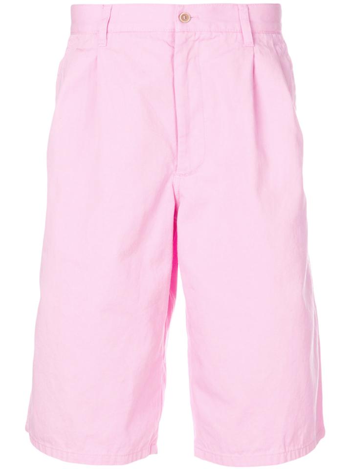 Comme Des Garçons Shirt Pleated Detail Deck Shorts - Pink & Purple