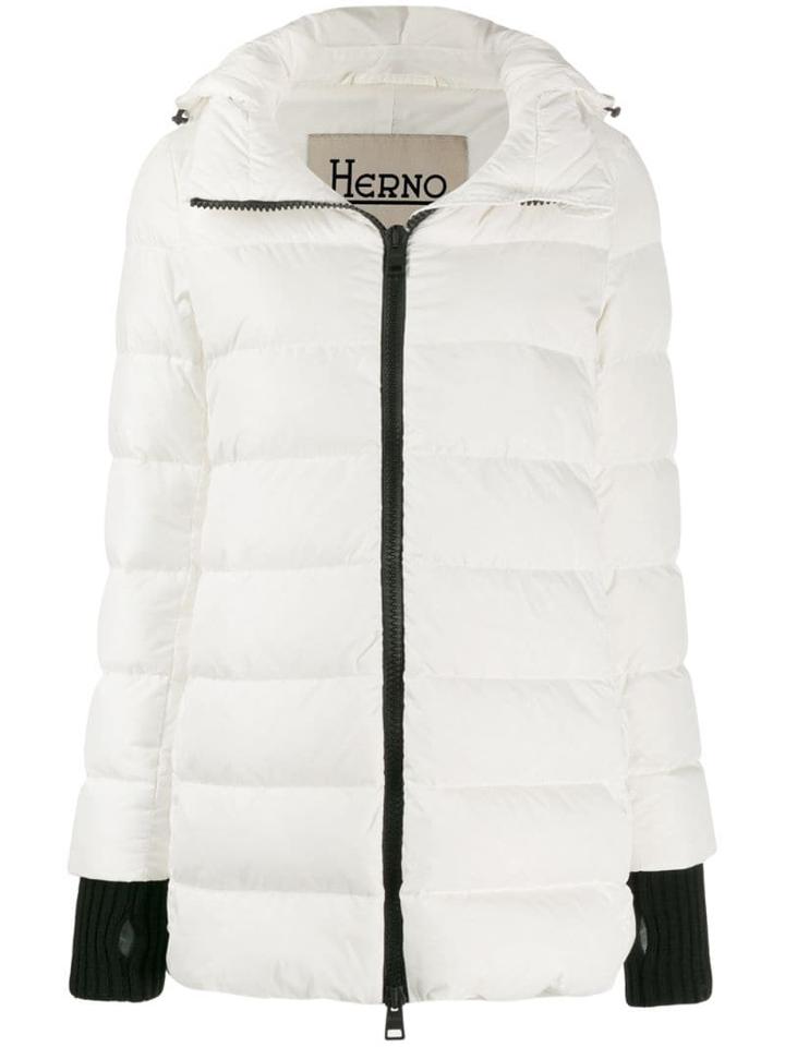 Herno Ribbed Trim Puffer Jacket - White