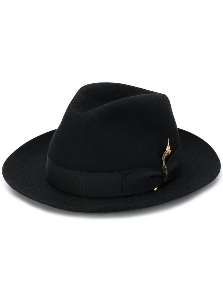 Borsalino Band Fedora Hat - Black