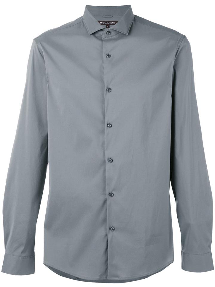 Michael Kors - Curved Hem Shirt - Men - Cotton/nylon/spandex/elastane - Xxl, Grey, Cotton/nylon/spandex/elastane