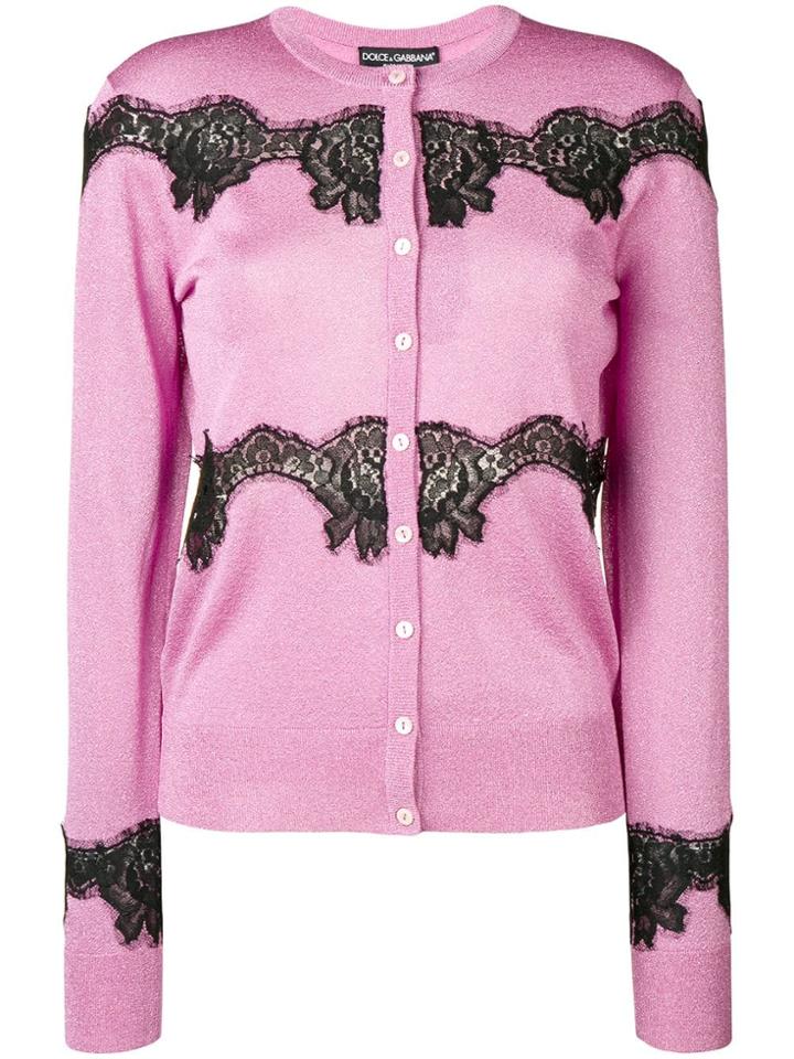 Dolce & Gabbana Lace Insert Cardigan - Purple