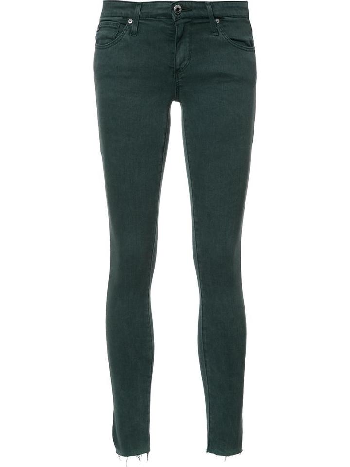 Ag Jeans Super Skinny Cropped Jeans, Women's, Size: 31, Green, Cotton/lyocell/polyester/polyurethane