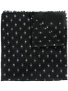 Valentino Star Embroidered Scarf, Women's, Black, Silk/polyester/cashmere/wool