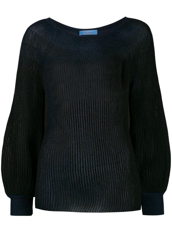 Blumarine Puffed Sleeve Lurex Jumper - Blue