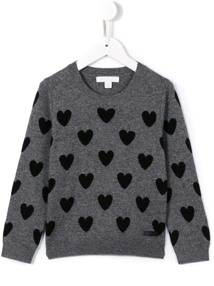 Burberry Kids Heart Intarsia Jumper, Girl's, Size: 10 Yrs, Grey