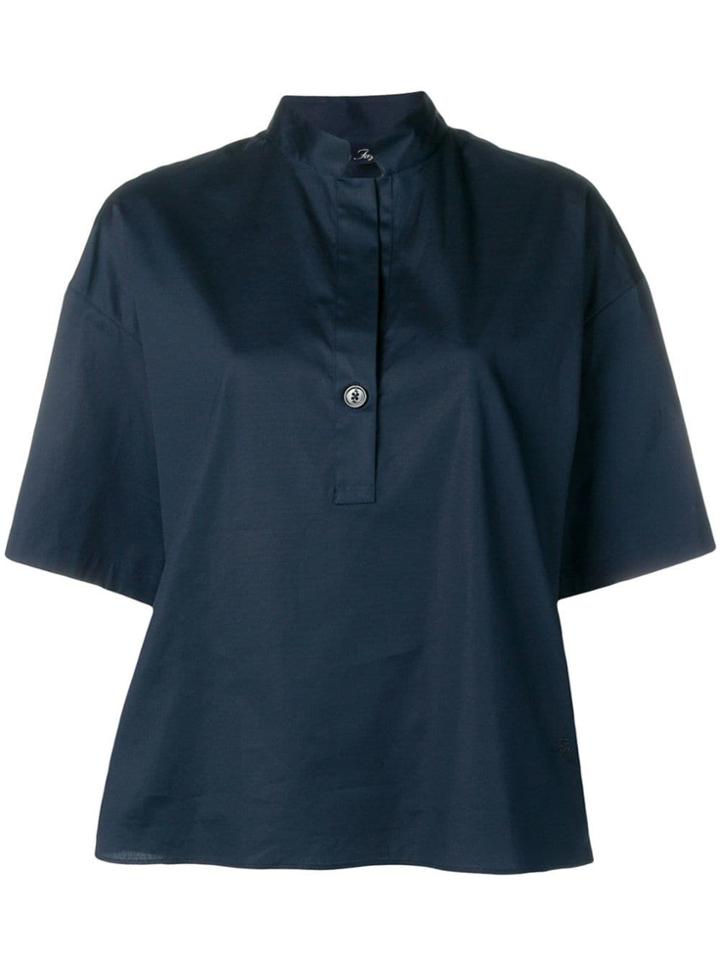 Fay Plain Henley Shirt - Blue