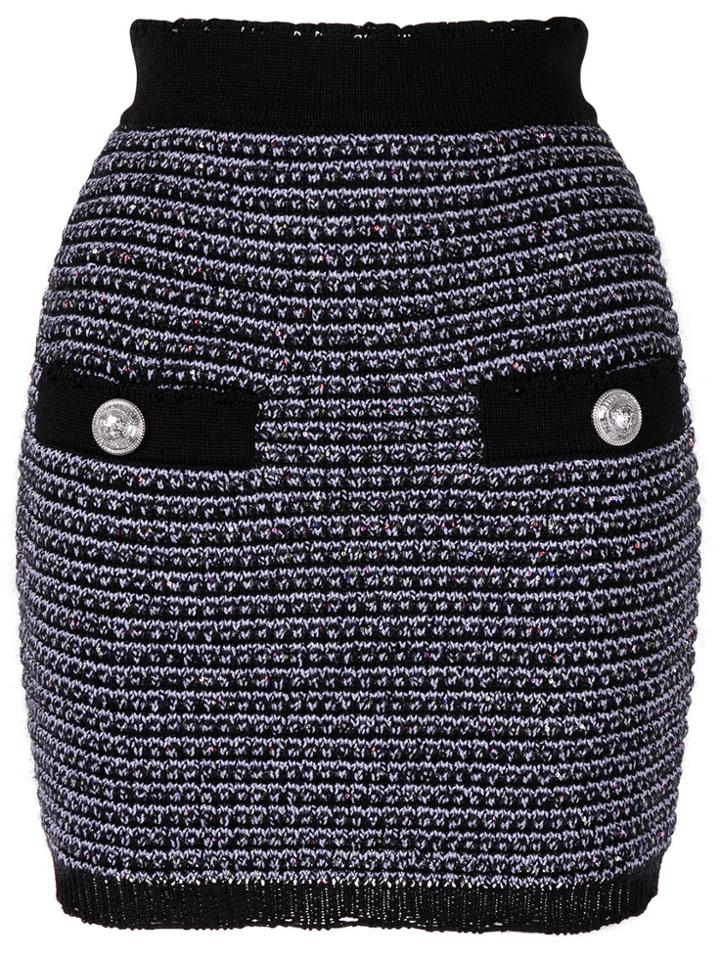 Balmain Tweed Mini Skirt - Purple