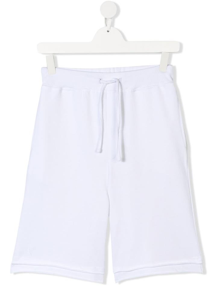 Paolo Pecora Kids Teen Raw Edge Track Shorts - White