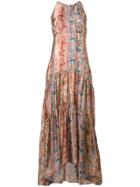 Black Coral Floral Print Maxi Dress - Pink & Purple