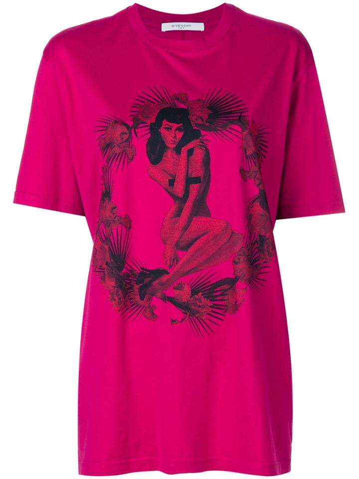 Givenchy Pin-up Print T-shirt - Pink & Purple