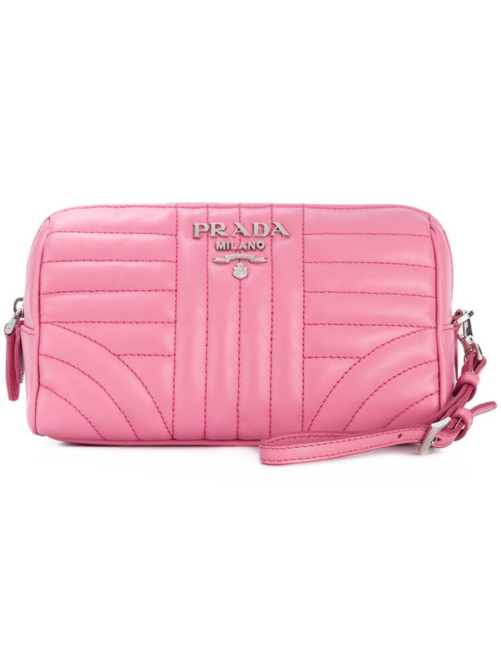 Prada Diagramme Clutch Bag - Pink & Purple