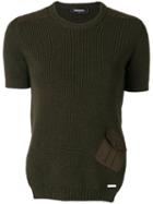 Dsquared2 Rib Knit Pocket Top, Women's, Size: Small, Green, Wool/cotton/spandex/elastane