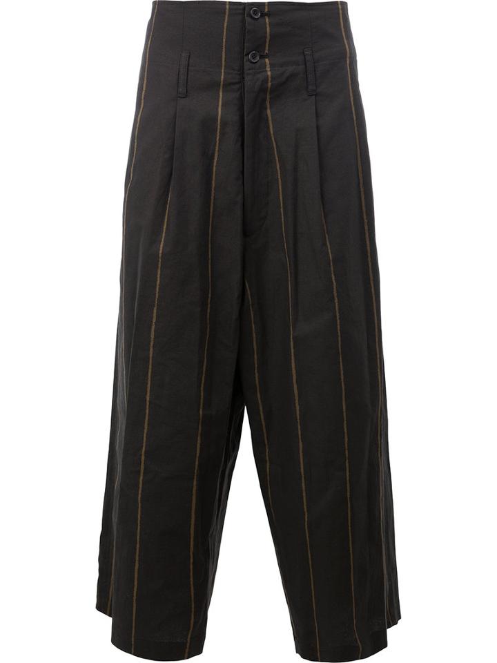 Yohji Yamamoto Cropped Wide Leg Trousers, Men's, Size: 3, Green, Cotton