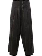Yohji Yamamoto Cropped Wide Leg Trousers, Men's, Size: 3, Green, Cotton