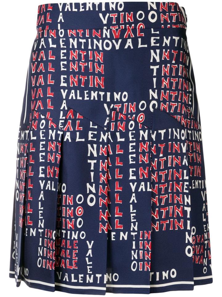Valentino Logo Print Skirt - Blue