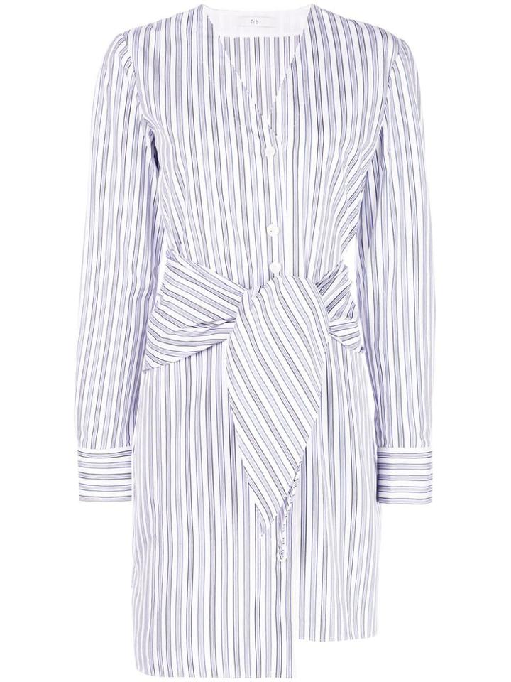 Tibi Liam Stripe Shirt Dress - White