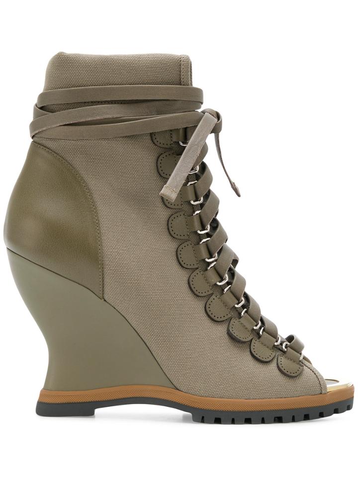 Chloé River Wedge Boots - Green