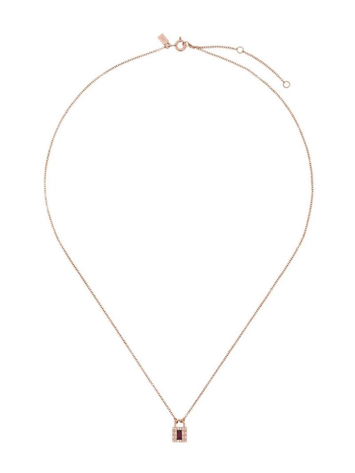 Ef Collection 14kt Gold Diamond Lock Necklace - Bronze