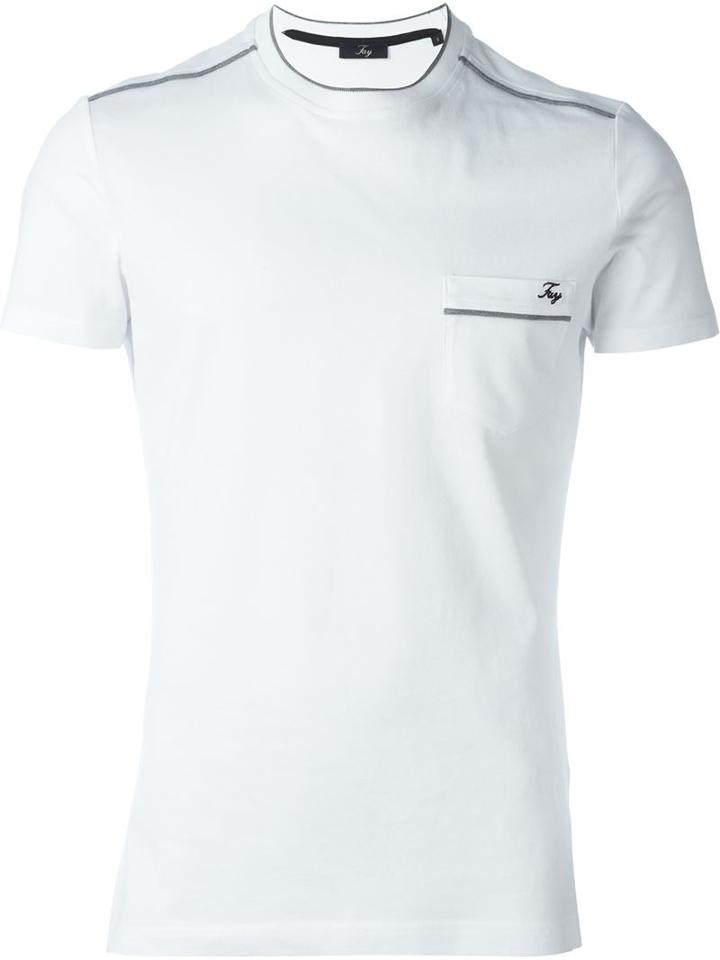 Fay Chest Pocket T-shirt, Men's, Size: M, White, Cotton